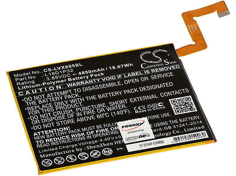 Lenovo Typ POWERY 3.85 L18D1P32 Akku für Akku, Li-Polymer Volt, 4850mAh