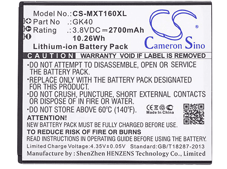POWERY Akku für Motorola Moto E3 Li-Ion Akku, 3.8 Volt, 2700mAh