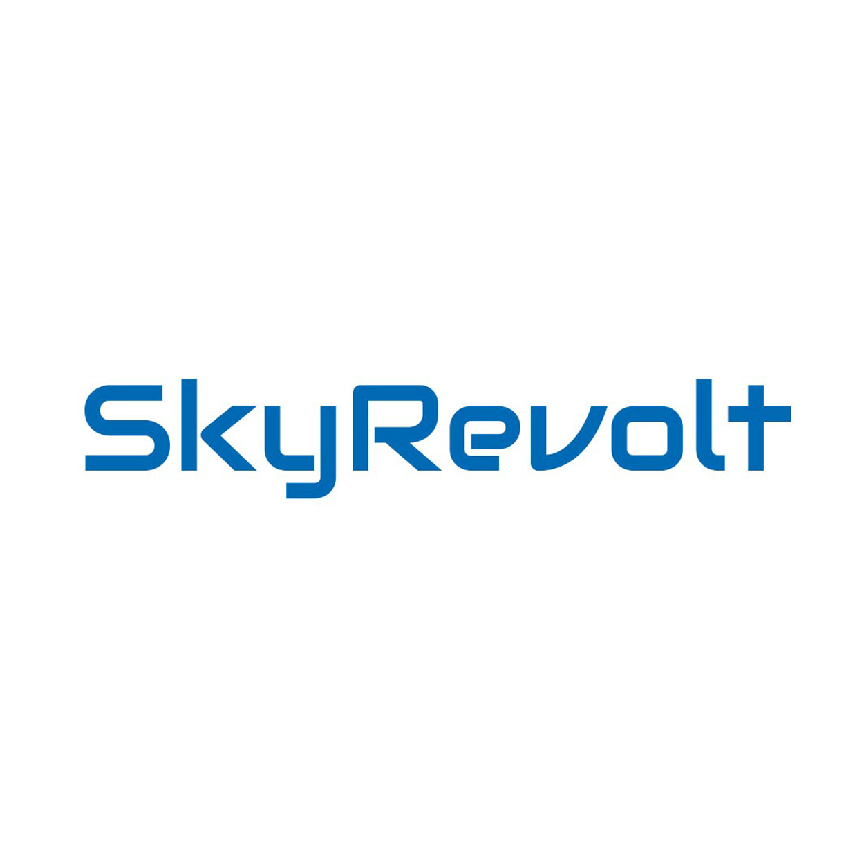 Das SkyRevolt-Logo in blauen Buchstaben auf weißem Hintergrund. Der Text ist leicht gekrümmt.