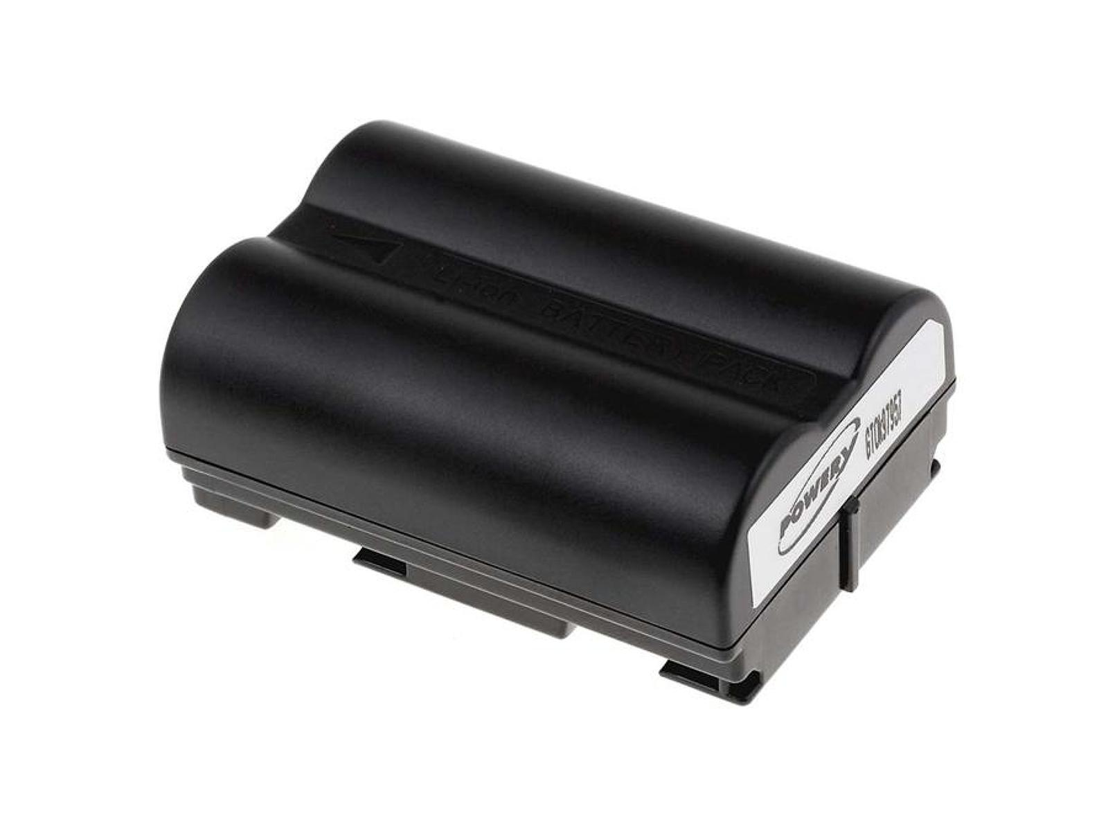 Paquete de batería negro para cámara con etiqueta y logotipo, dos celdas de batería, fondo blanco.