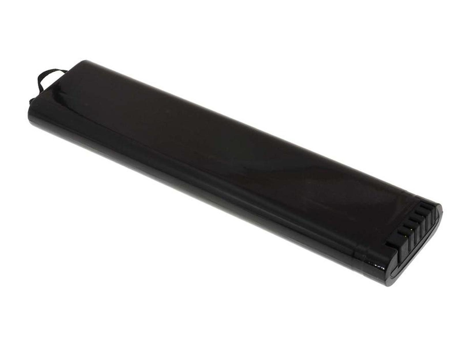 Un objeto negro, largo y rectangular. Tiene un pequeño bucle en la parte superior.