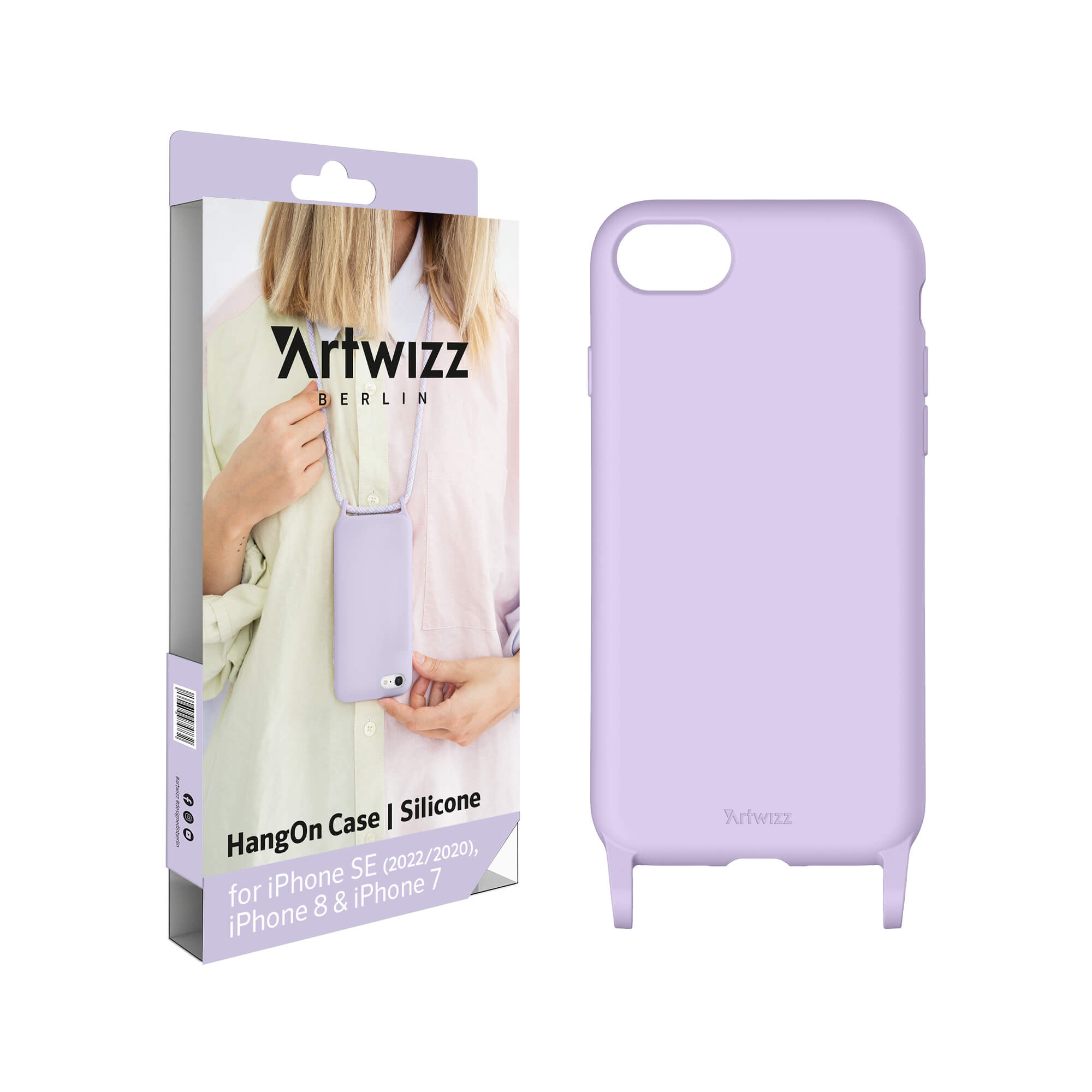 ARTWIZZ HangOn Case Silicone, / Umhängetasche, / SE Lila iPhone (2020 iPhone 8 / Apple, iPhone 7, 2022)