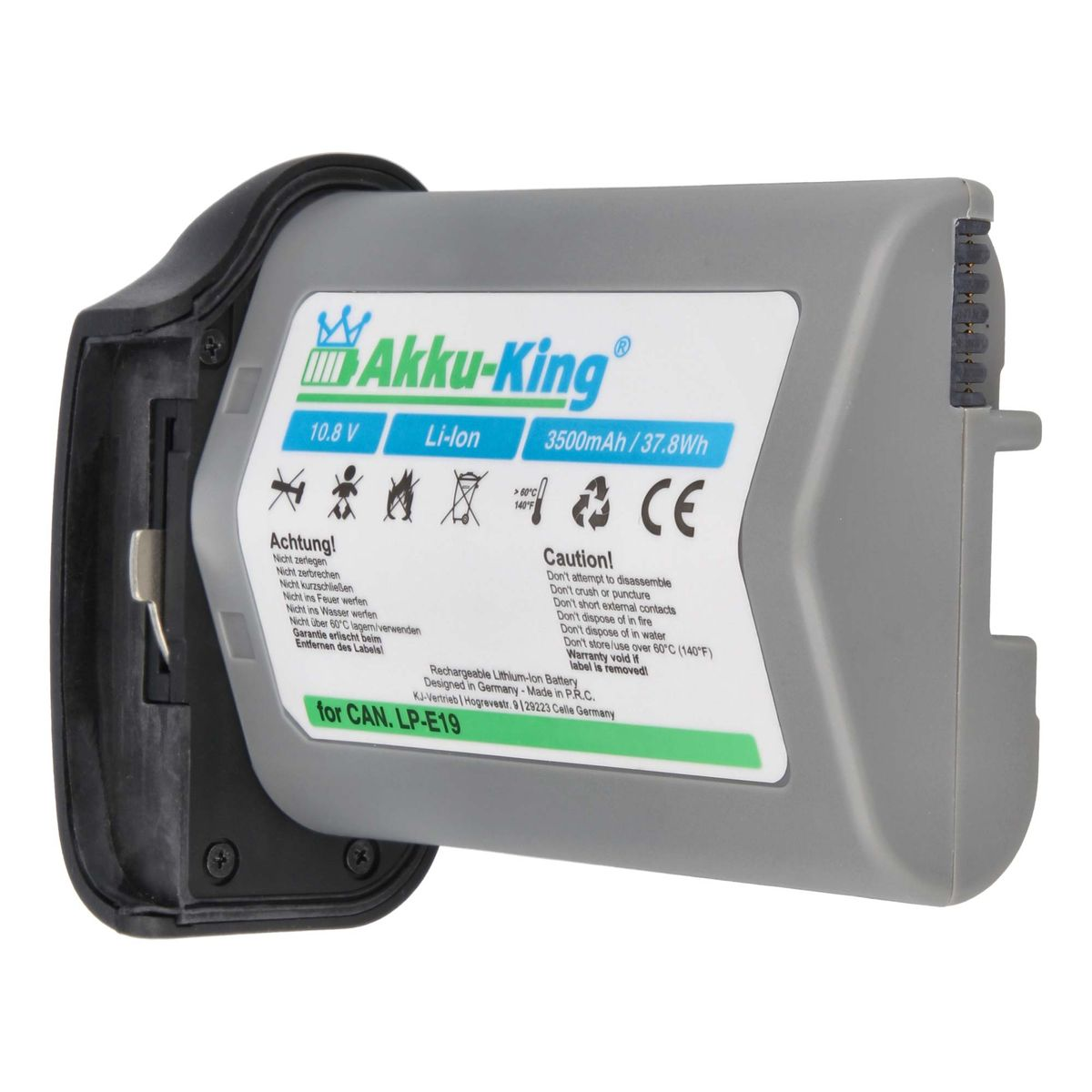 AKKU-KING Akku Kamera-Akku, 10.8 Li-Ion kompatibel Canon mit LP-E19 3500mAh Volt