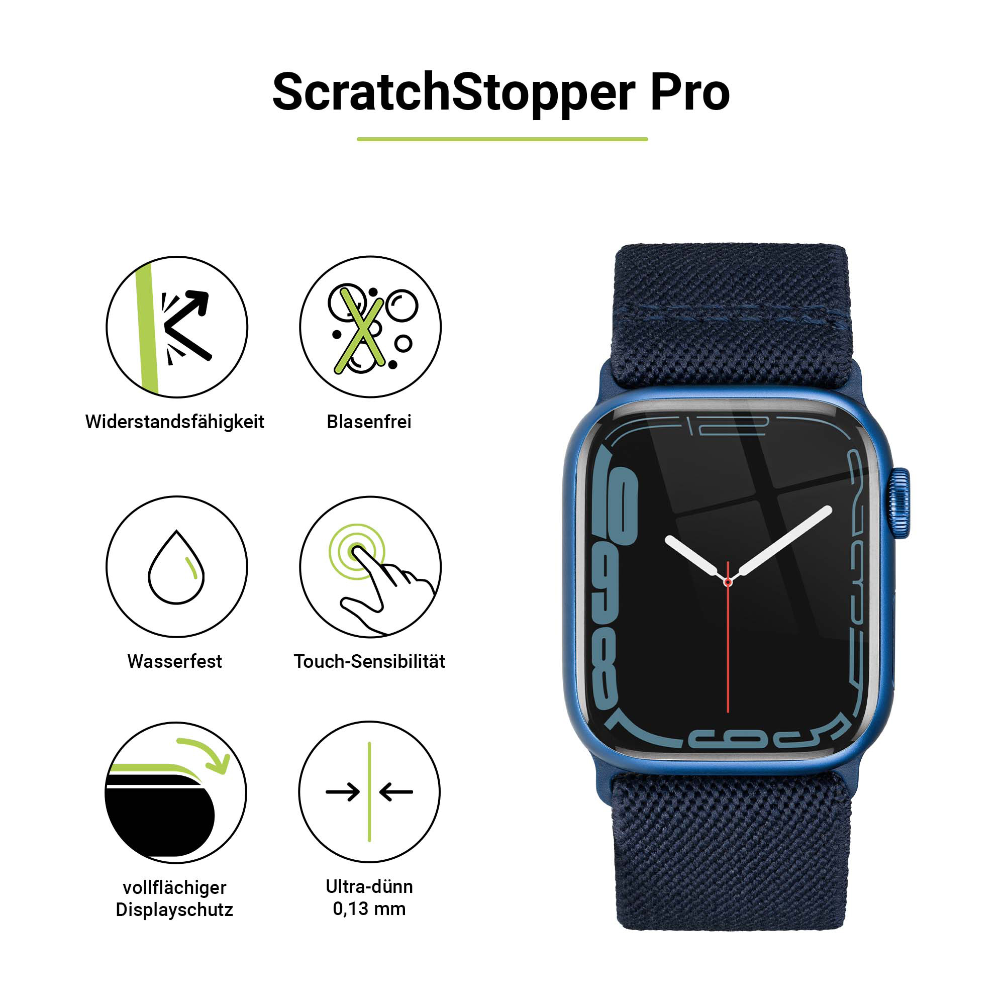ARTWIZZ ScratchStopper Pro Displayschutz(für Watch (41mm), / Apple 4 Watch 5 / 9-7 SE (40mm)) Apple / Apple 6