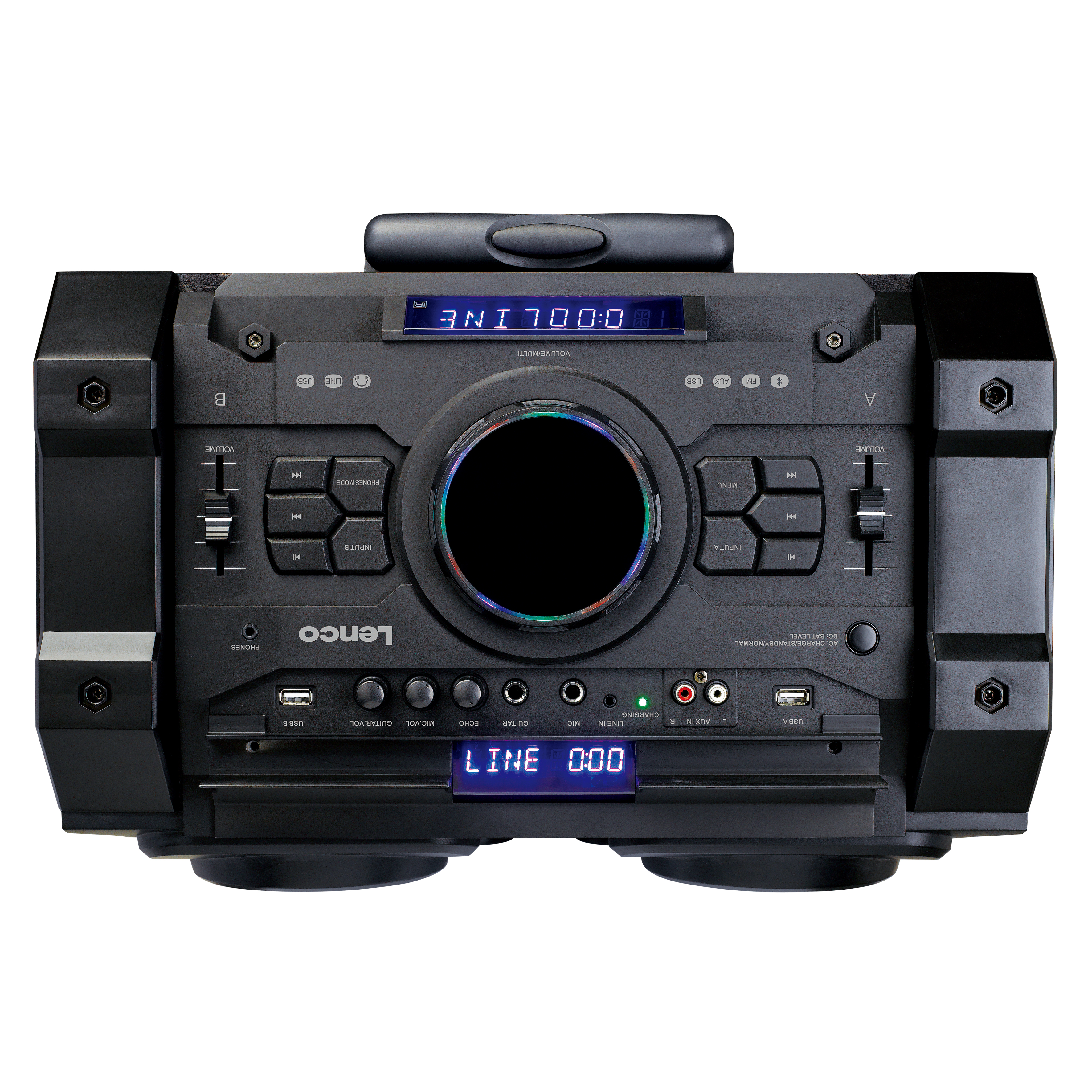 Leistungsstarker Schwarz Party-Lautsprecher 320 Partylichter, - - RMS Integrierter mit Mixfunktion LENCO DJ- Watt - - PMX-350 Bluetooth® Akku und