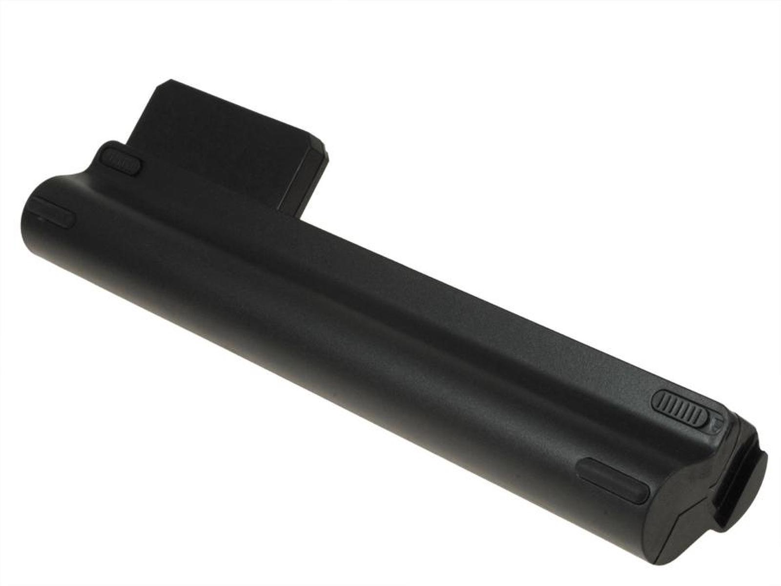Batería negra para portátil con forma rectangular y conector en un extremo.