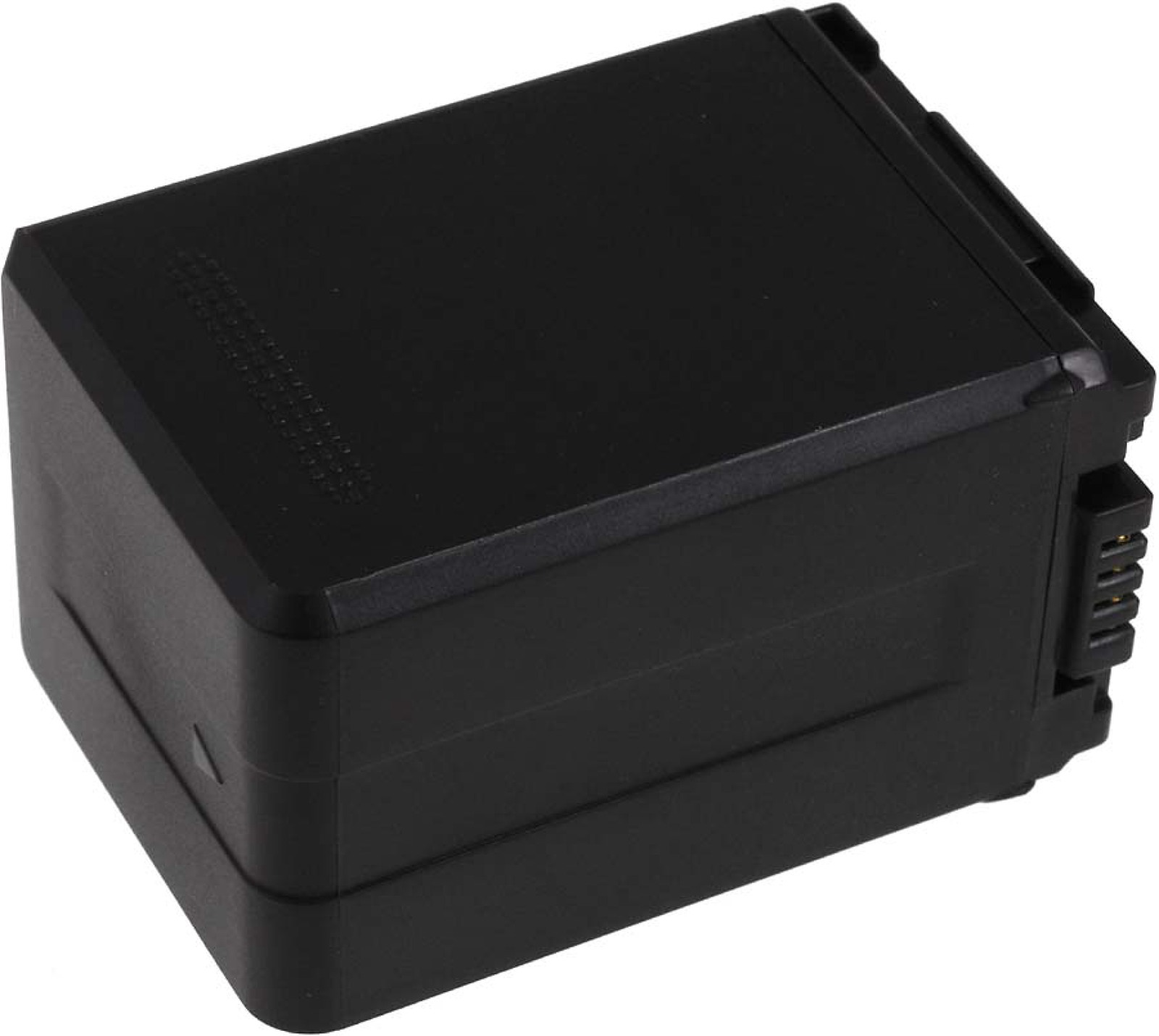 Paquete de batería rectangular negro con un conector lateral.