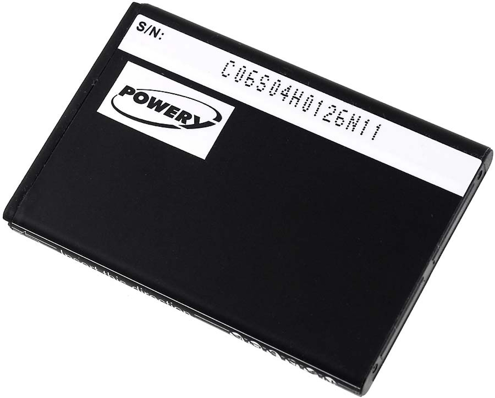 Batería rectangular negra, etiqueta blanca con texto: C06S04H0126N11. La etiqueta blanca tiene el logo PowerY.