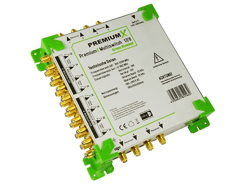 PREMIUMX Green Diamond PMECO 17/8 SAT Sat-Multischalter für Teilnehmer Netzteil Multischalter mit 4 8