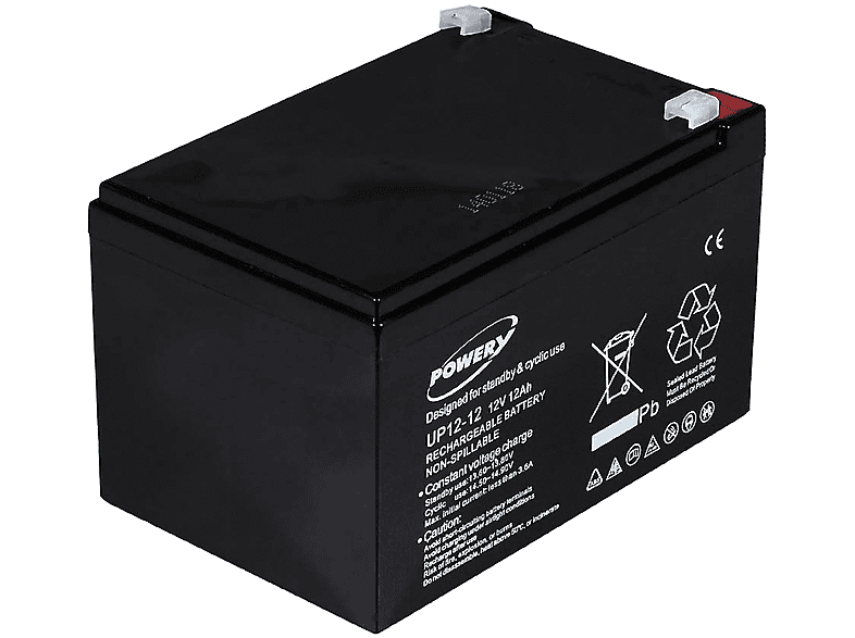 POWERY Blei-Gel Akku 12Ah 12V 12Ah 12 Volt, Lead-Acid Akku