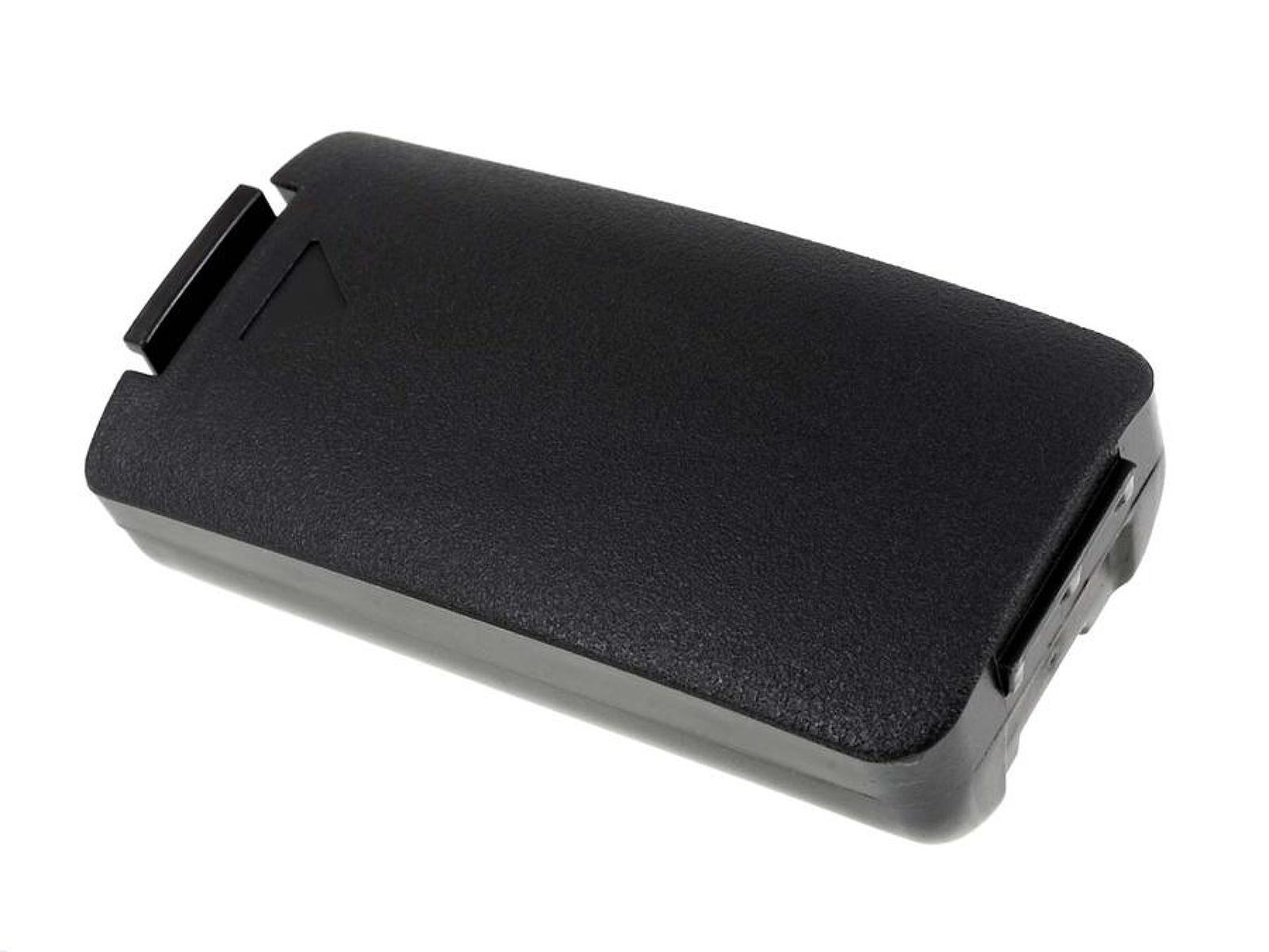 Batería negra, rectangular con una pequeña pestaña en la parte superior.