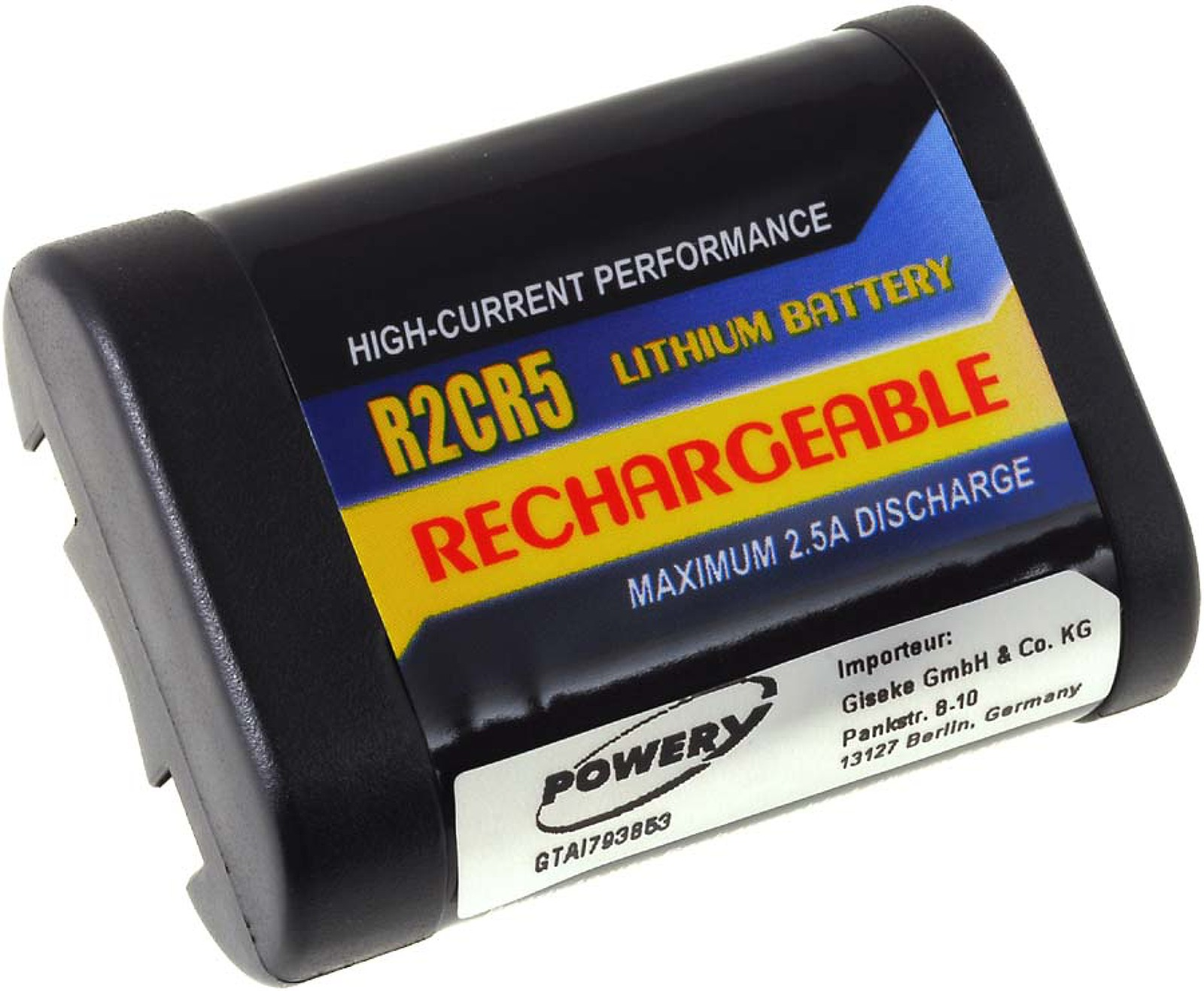 POWERY Typ Akku, Akku 6 Li-Fe Kodak KL2CR5 für 500mAh Volt,