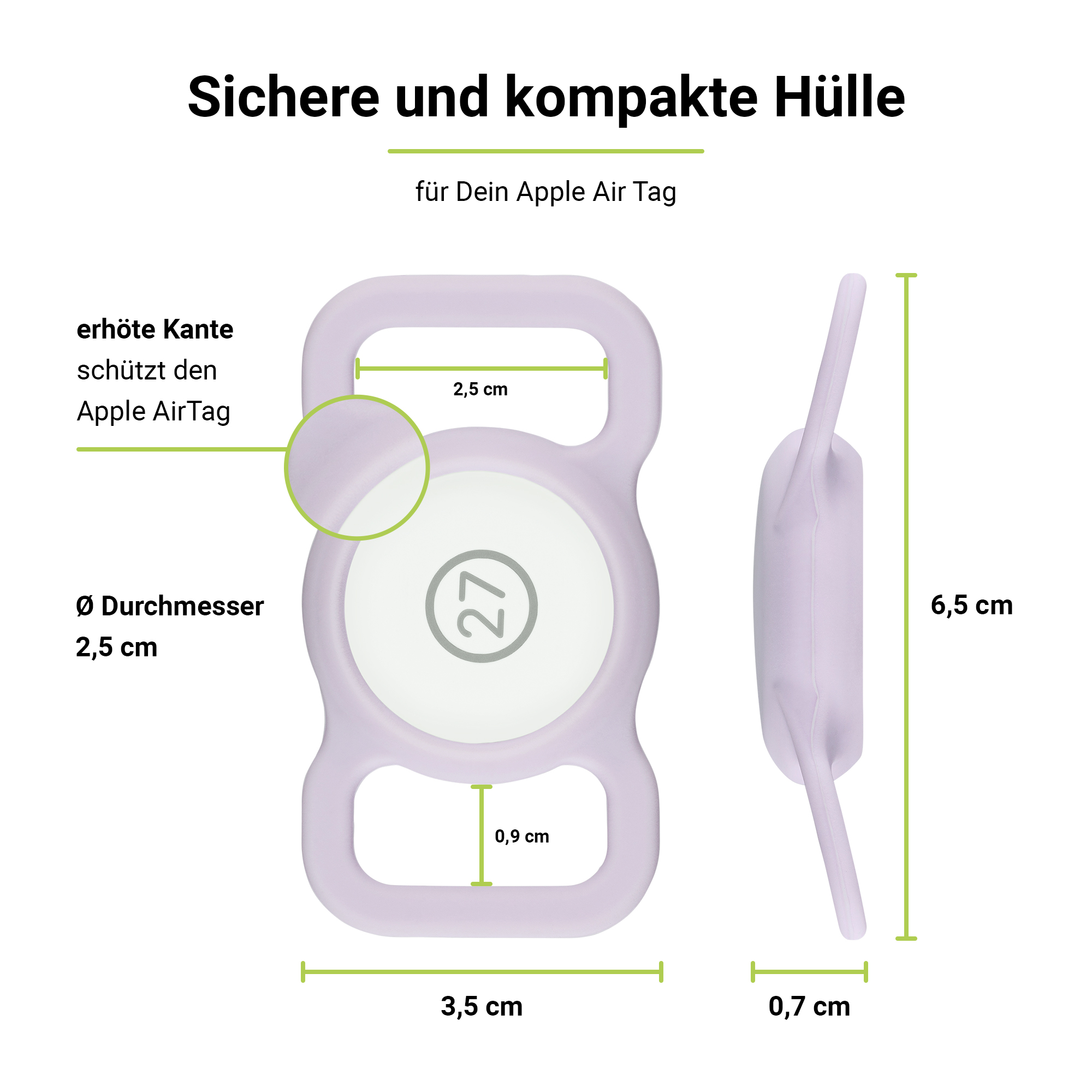 ARTWIZZ PetStrap Befestigung als Halterung Halsband von GPS-Tracker Lila AirTag Apple