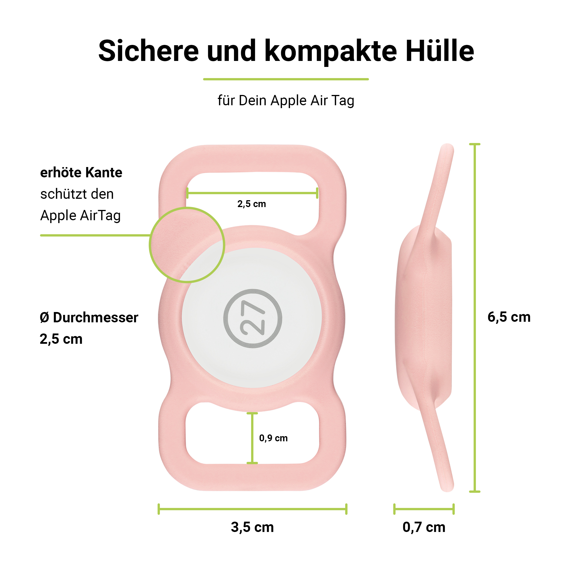 Halsband GPS-Tracker PetStrap Befestigung ARTWIZZ AirTag Halterung Pink Apple als von