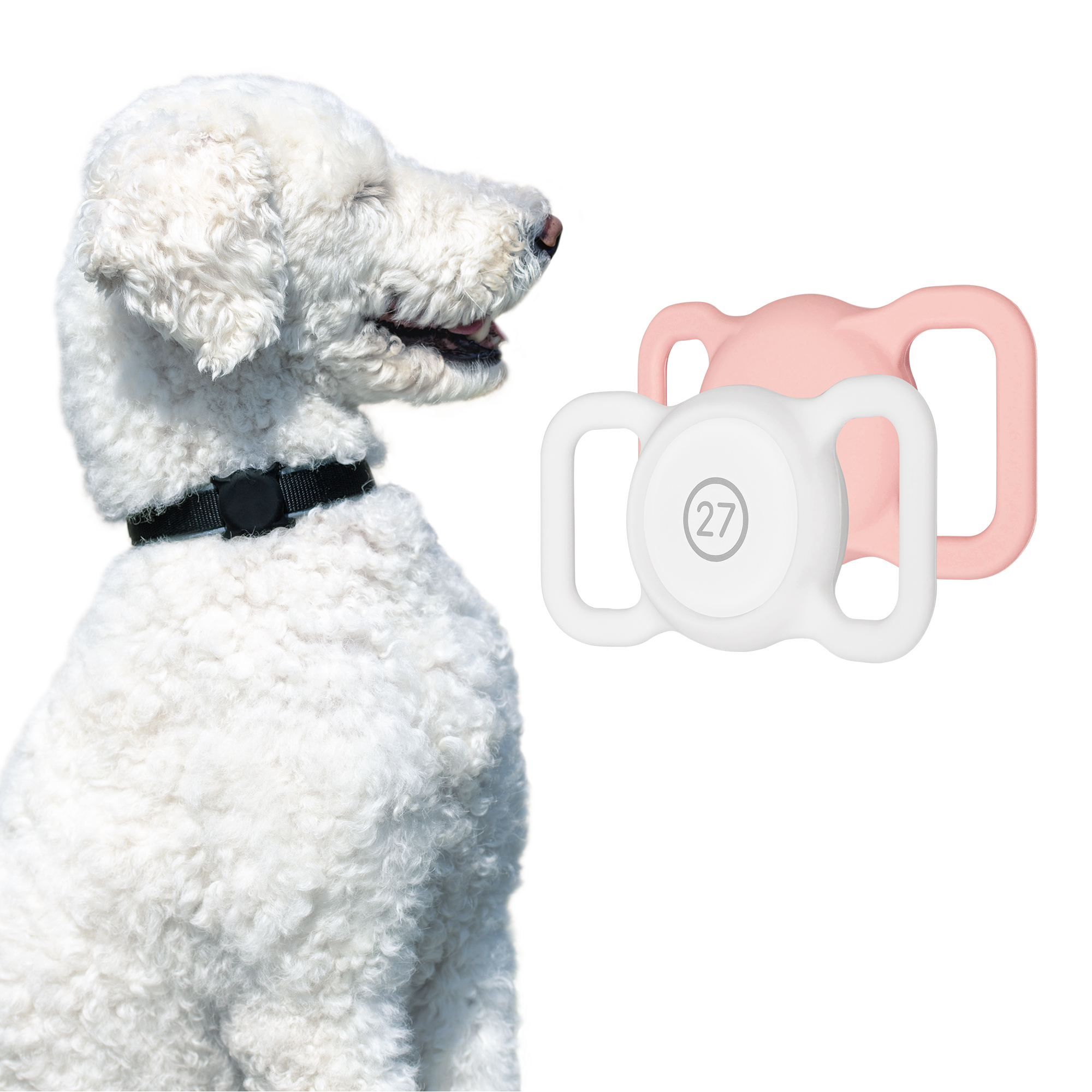ARTWIZZ PetStrap Befestigung Apple AirTag von Halterung / Weiß Pink als GPS-Tracker Halsband