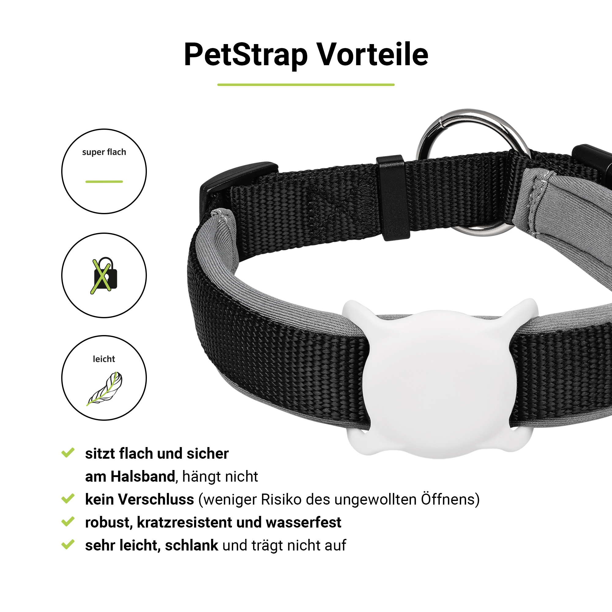 ARTWIZZ PetStrap Befestigung von Weiß Halterung GPS-Tracker als Apple AirTag Halsband