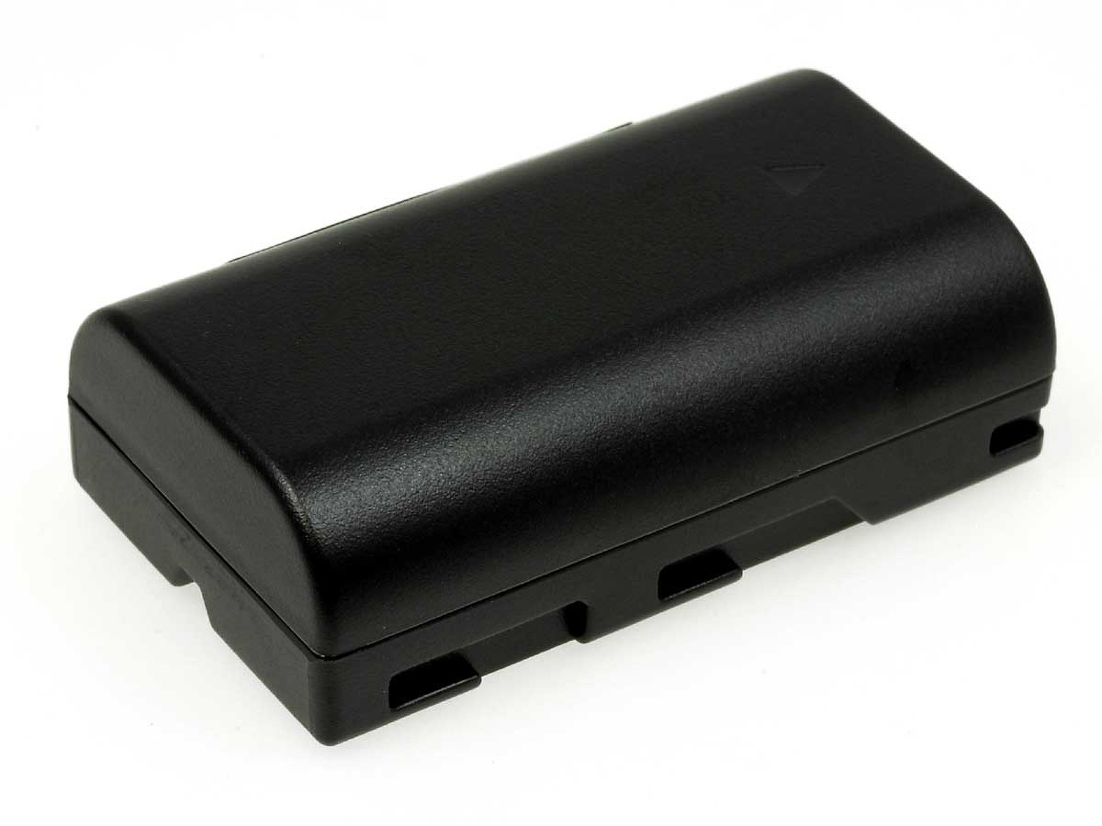 Una batería rectangular negra sobre un fondo blanco.