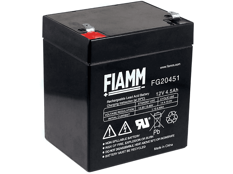 FIAMM Bleiakku FG20451 Lead-Acid Akku, 12 Volt, 4500mAh