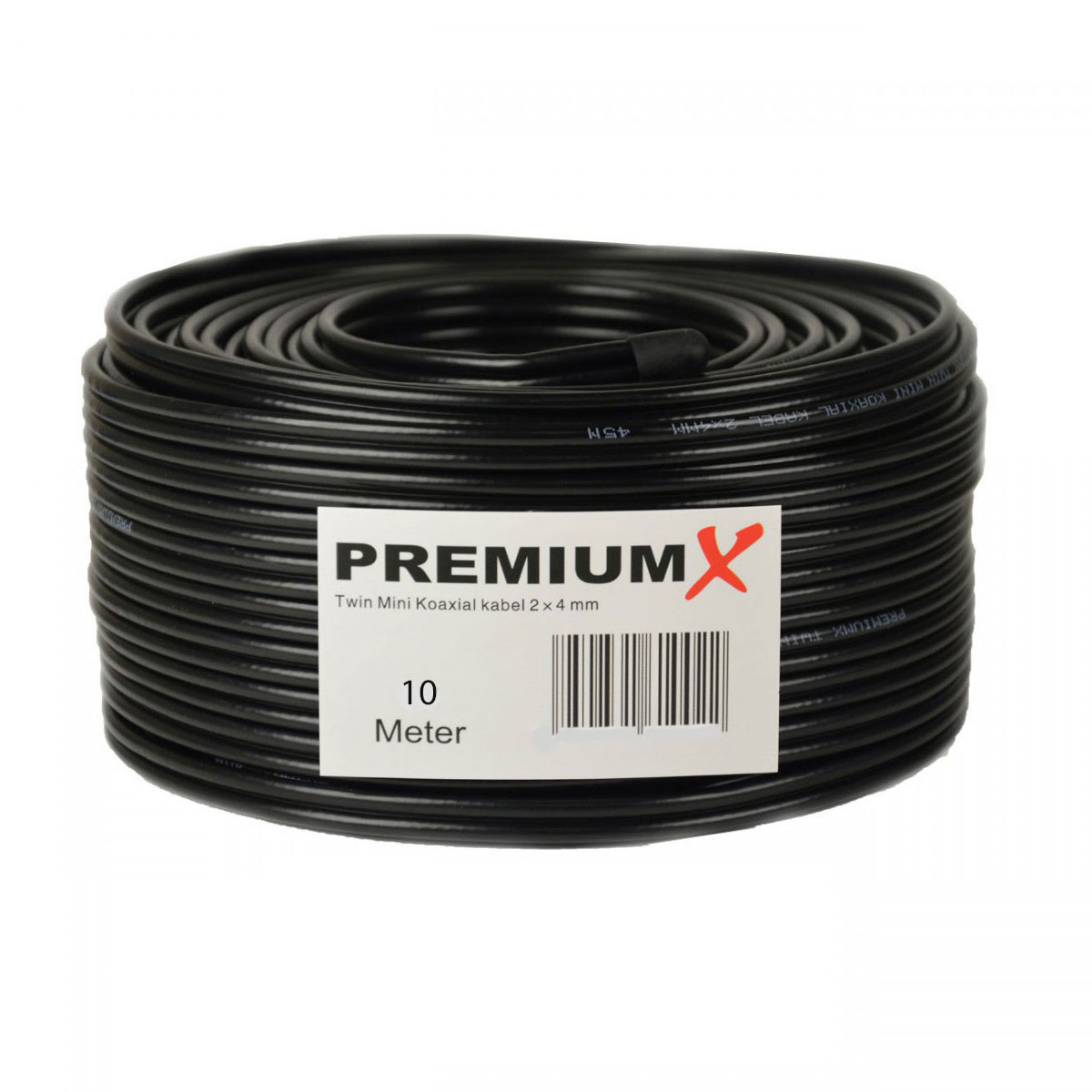 PREMIUMX 10m Sat Koaxial Kabel 2 x Antennenkabel geschirmt 2-fach Twin 90dB 4mm Antennenkabel Schwarz Mini