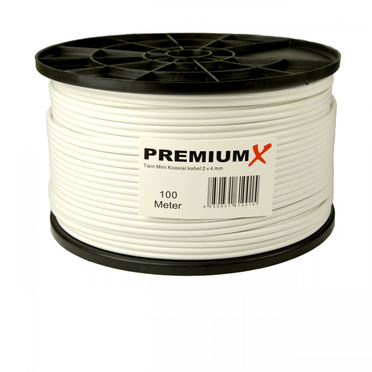 PREMIUMX 100m Sat Koaxial 2 4mm Kabel geschirmt x 90dB Weiß Antennenkabel Twin Antennenkabel 2-fach Mini