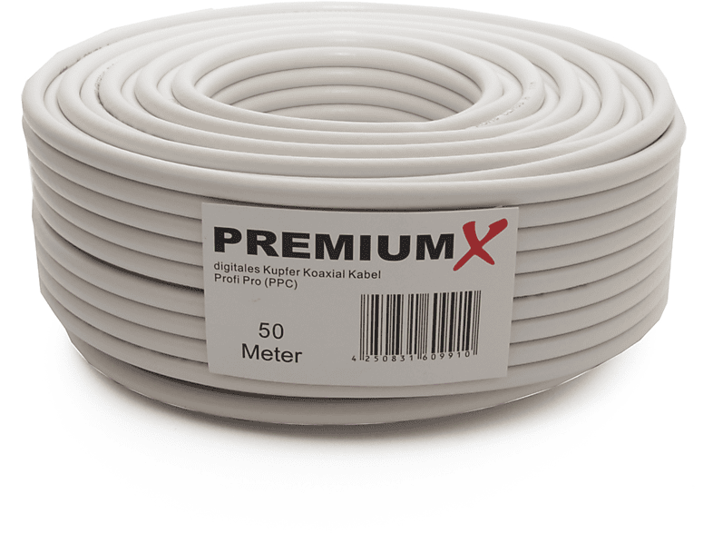 PREMIUMX PROFI PRO Kupfer Koaxial Kabel135dB 5-Fach geschirmt 50 Meter SAT Antennenkabel NEU Antennenkabel