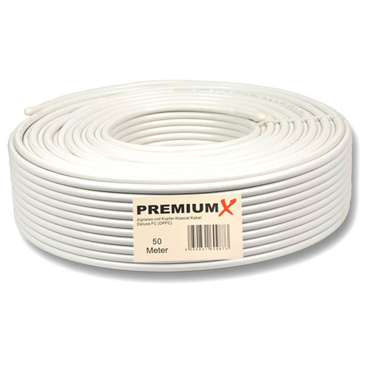 PREMIUMX 50m BASIC SAT 135dB Koaxial Gold-Line 5-Fach PRO geschirmt Antennenkabel Kabel Antennenkabel