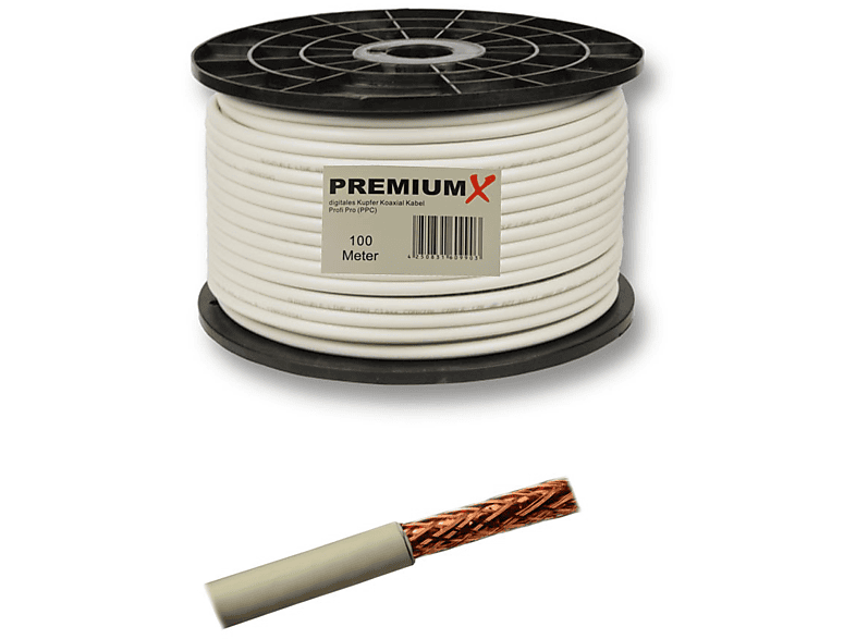 PREMIUMX 5-Fach PROFI PPC Kabel135dB PRO Kupfer Meter Antennenkabel Antennenkabel geschirmt 100 SAT NEU Koaxial