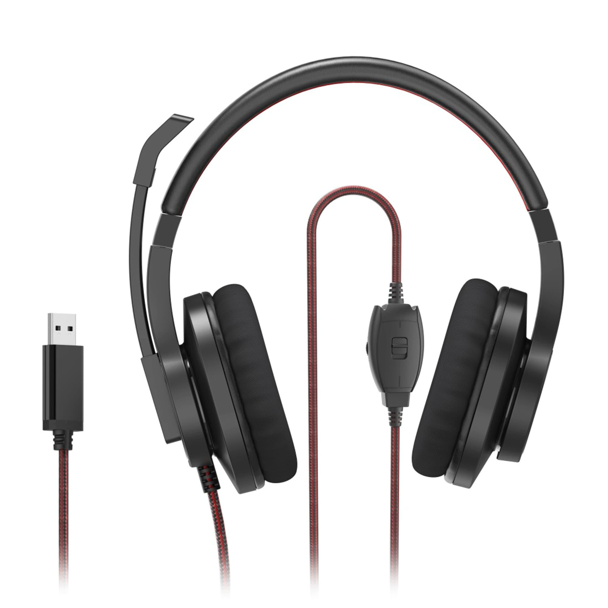 Auriculares de oficina  - AURICULAR HS-USB400V2ROJO/NEGRO HAMA, Circumaurales, Negro/Rojo