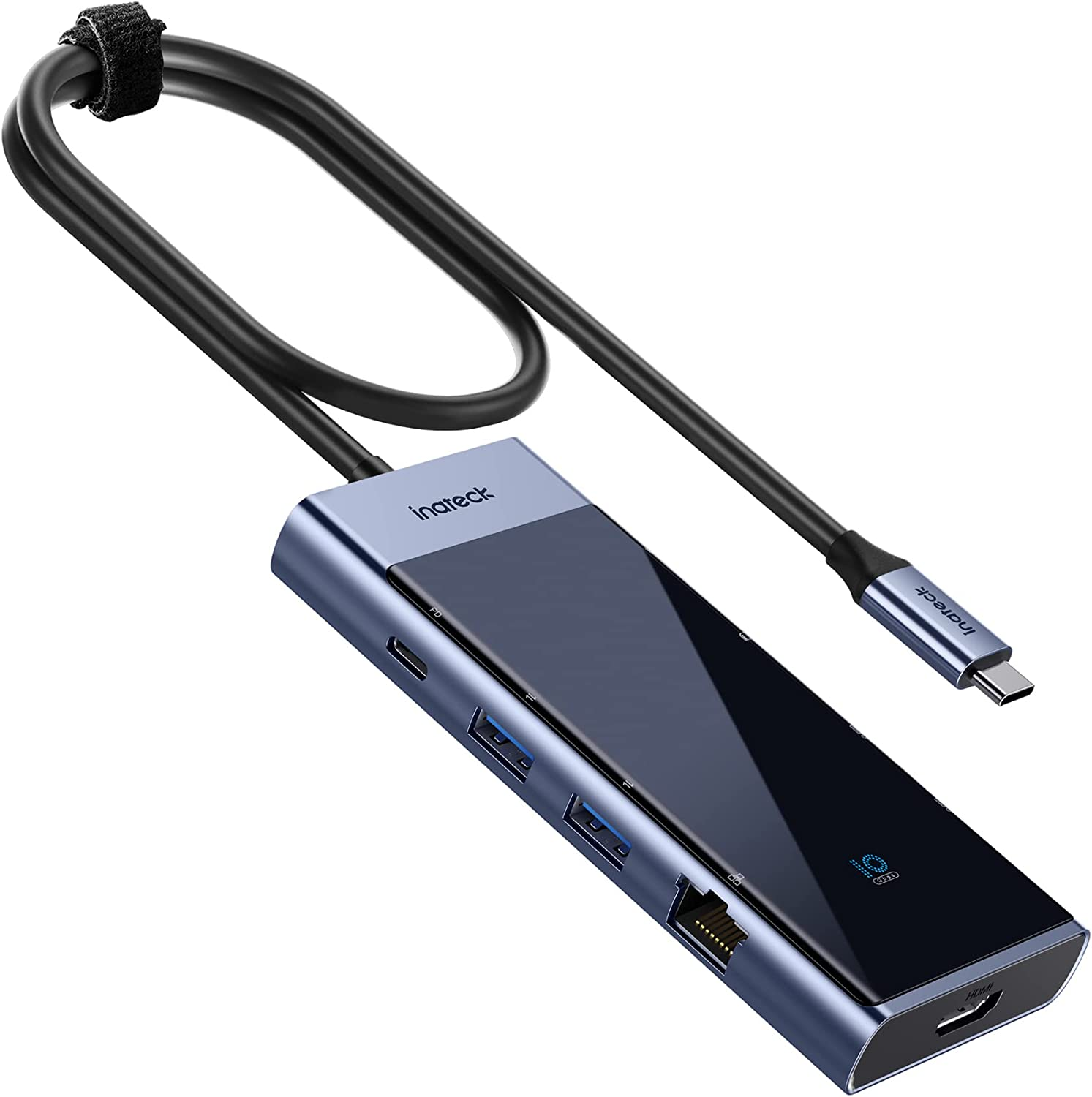 USB C Geschwindigkeit, cm INATECK Hub, 10 3.2 Hub 2 Anschlüssen, mit grau Kabel, Gen USB 50