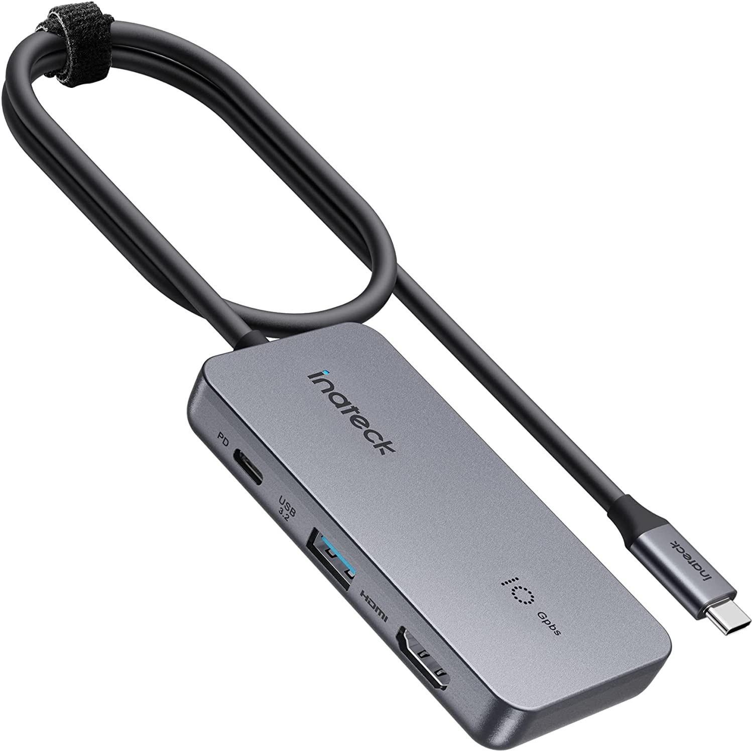 Hub Geschwindigkeit, Ports, grau 2 USB 3.2 INATECK Hub, Gen USB 50cm Kable, C mit 7