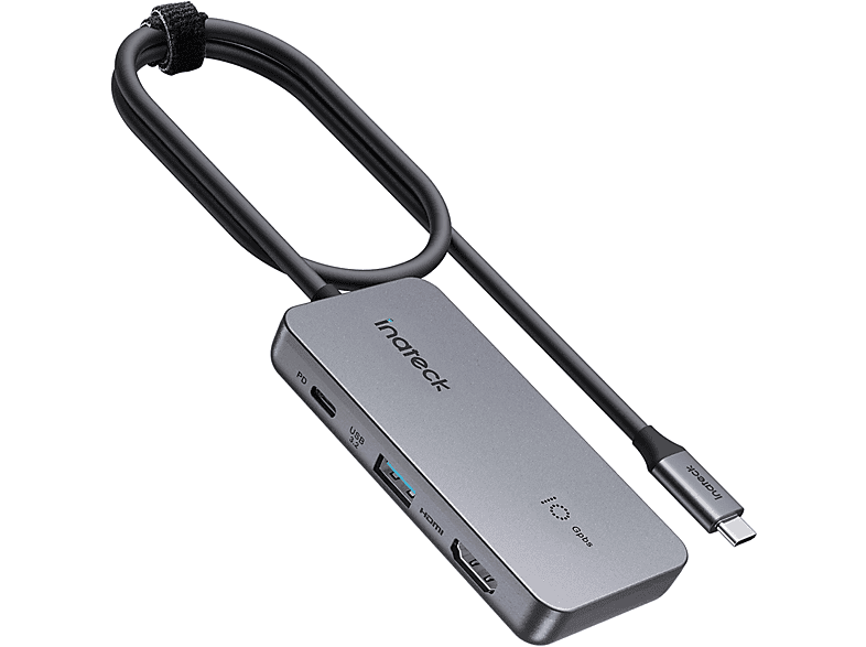 INATECK USB C Hub mit 7 Ports, USB 3.2 Gen 2 Geschwindigkeit, 50cm Kable, Hub, grau