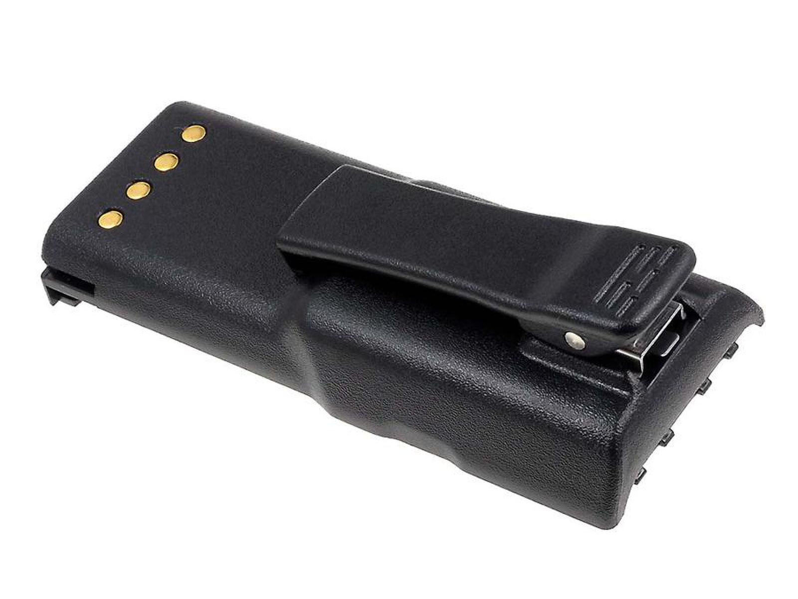 Paquete de batería negro con un clip.