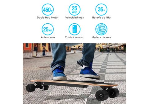 JKING H2B Patín eléctrico Longboard Skateboard Max 28KM / H Negro