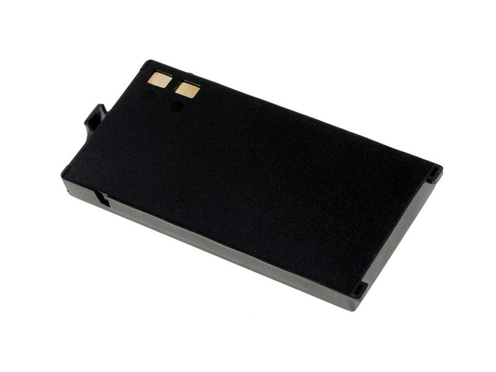 Batería rectangular negra con contactos dorados sobre fondo blanco.