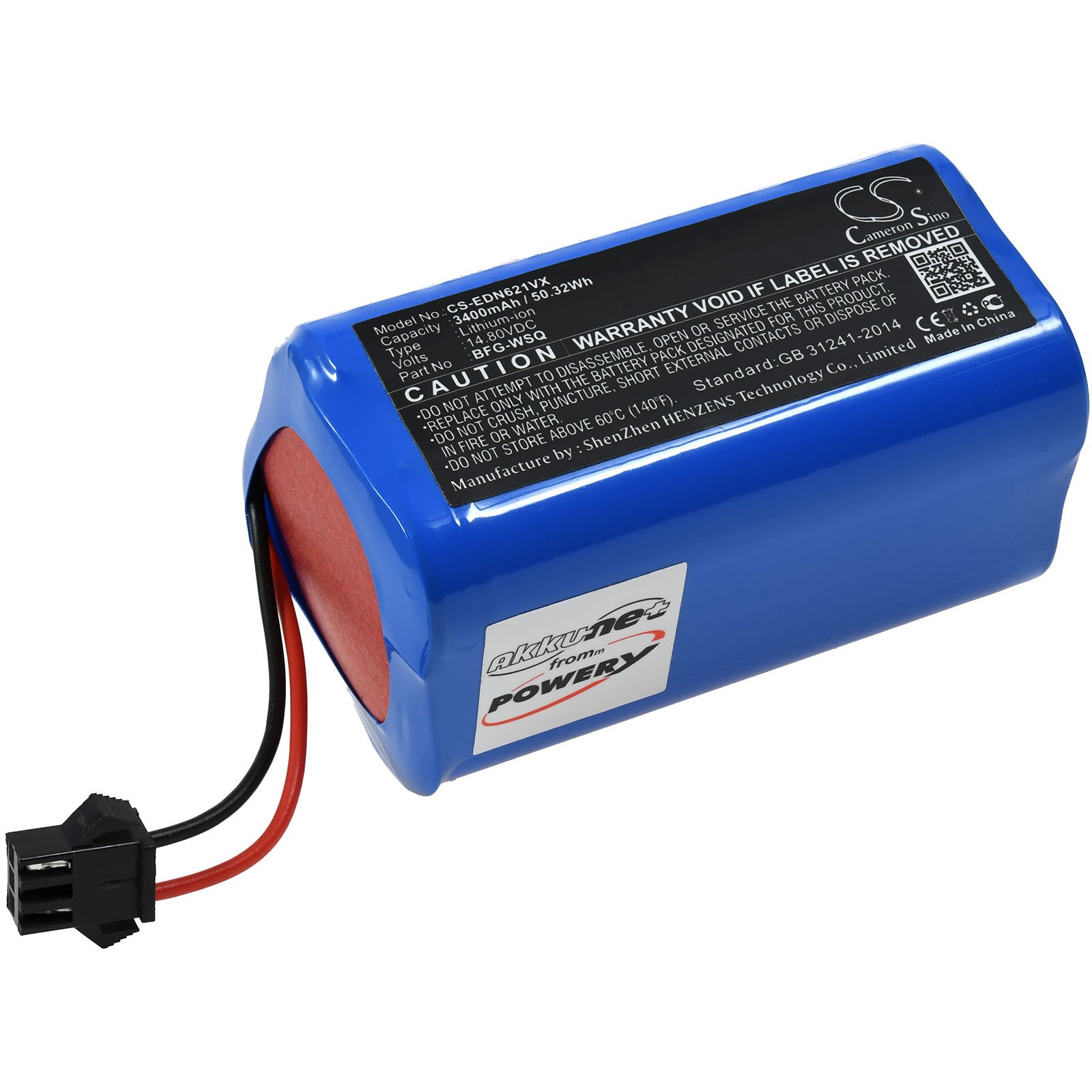 POWERY Powerakku für Eufy Akku, Li-Ion 14.8 RoboVac 12 3400mAh Volt