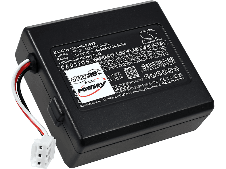 POWERY Akku für Philips SmartPro Easy FC8007/01 Li-Ion Akku, 10.8 Volt, 2600mAh