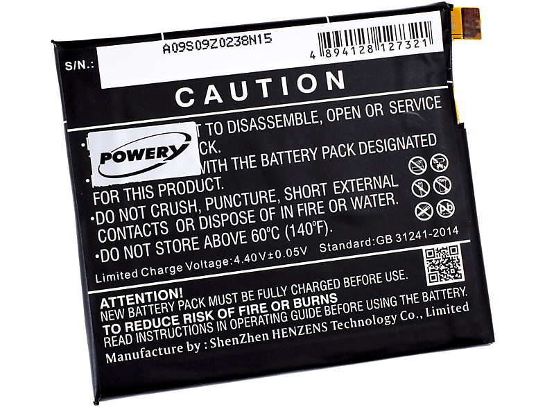 POWERY Akku für Blackberry 3000mAh Akku, 3.84 Volt, Li-Polymer BBA100-2