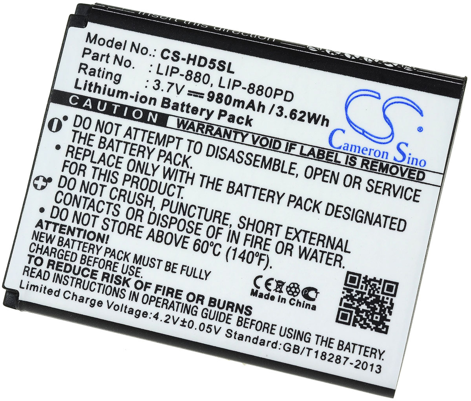 POWERY Akku für Akku, 3.7 LIP-880PD Typ Sony Li-Ion 980mAh Volt