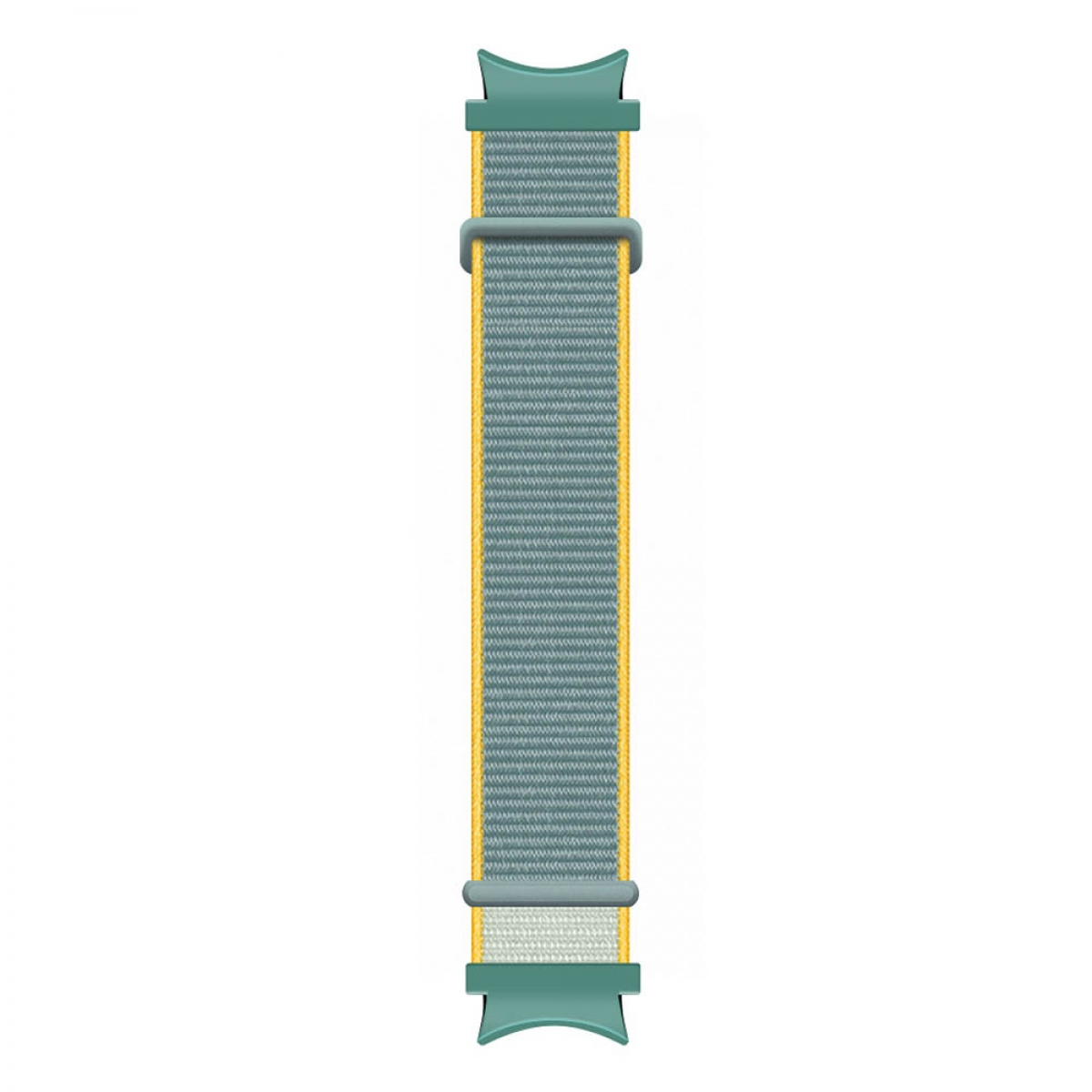 Armband mit grünem und gelbem Design. Weißer Hintergrund.