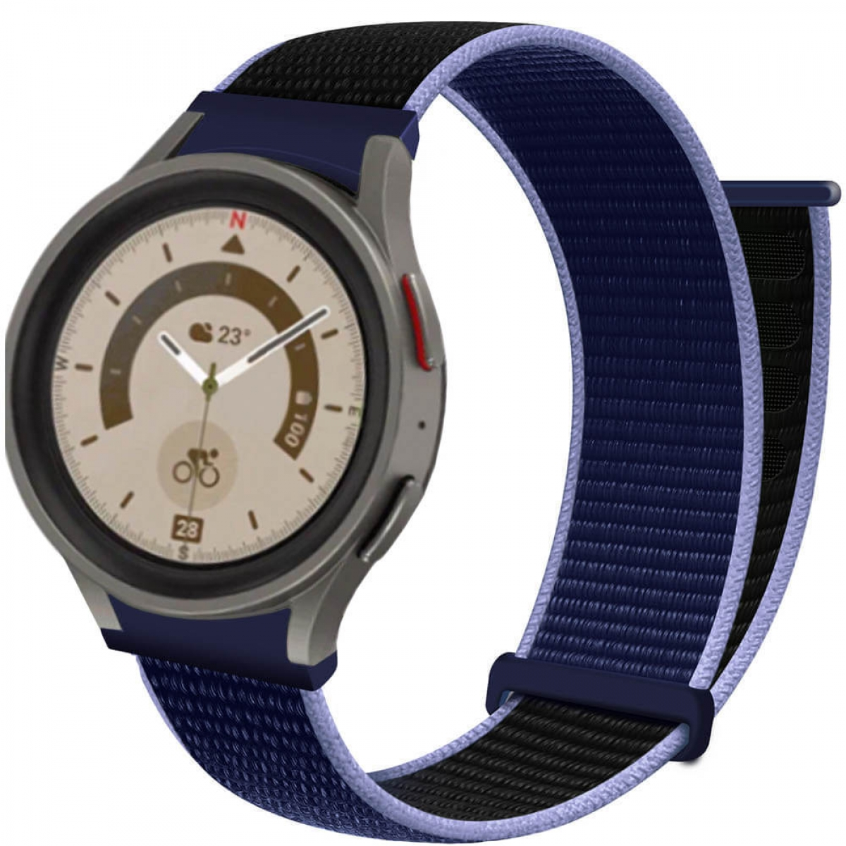 Pro No-Gap, Blue CASEONLINE Nylon Watch 5 Galaxy Smartband, (45mm), Midnight Samsung,