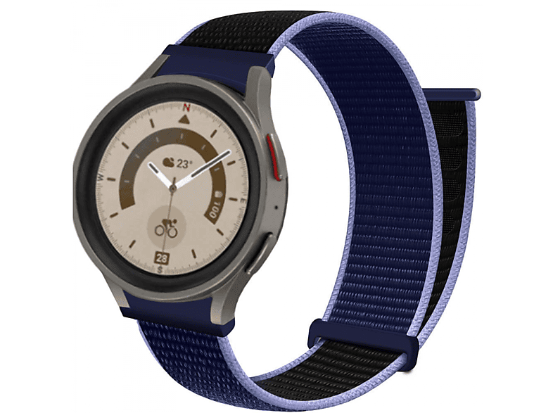 Pro No-Gap, Blue CASEONLINE Nylon Watch 5 Galaxy Smartband, (45mm), Midnight Samsung,