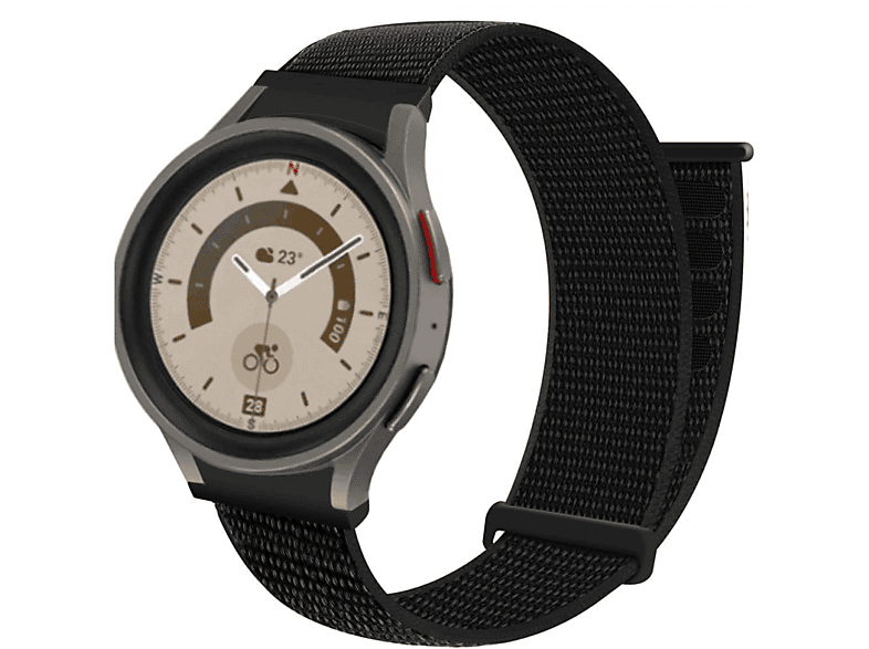 Galaxy Watch Black Samsung, 5 (45mm), Dark Nylon Pro Smartband, No-Gap, CASEONLINE