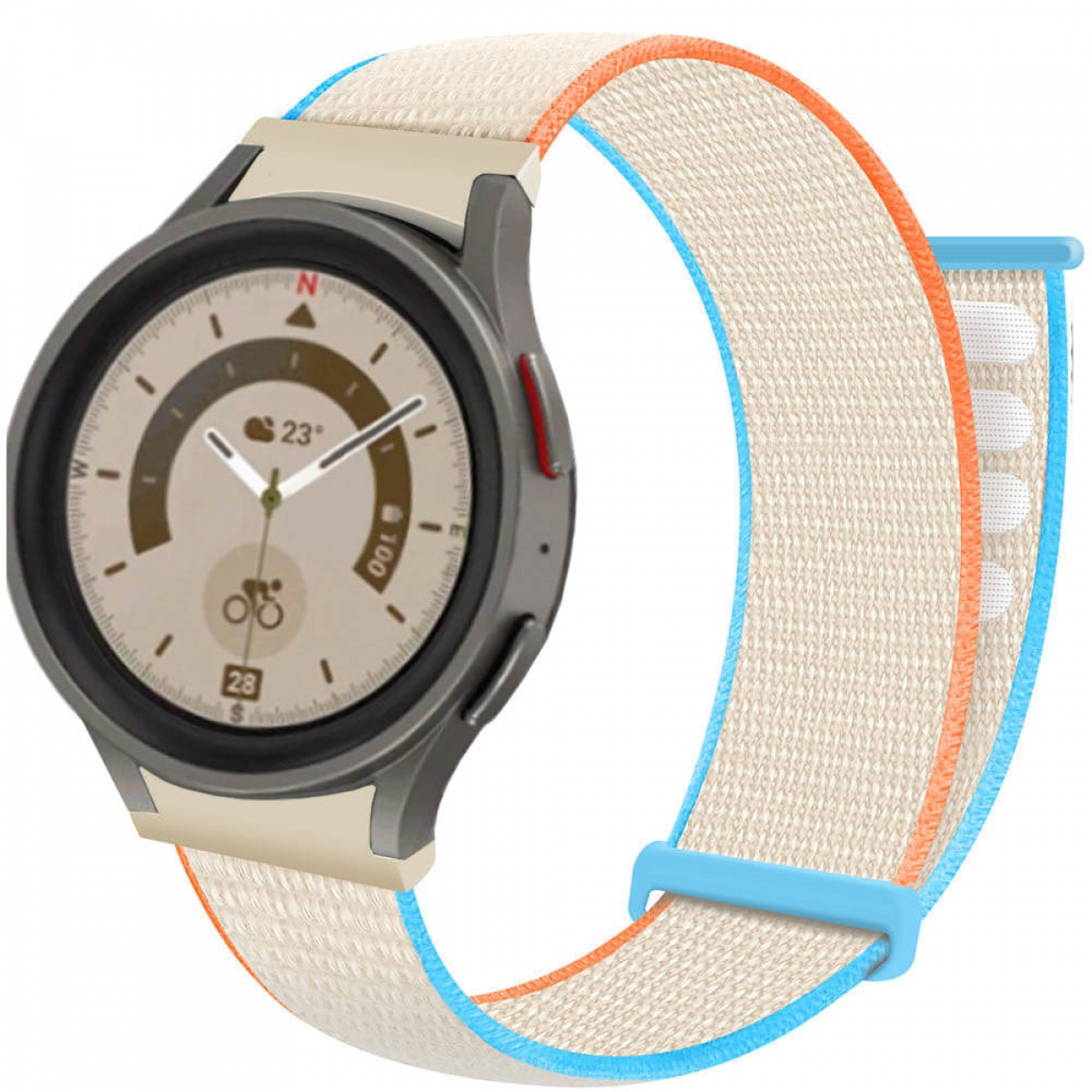 Pro Nylon Watch No-Gap, Smartband, Cream Galaxy (45mm), CASEONLINE Samsung, 5