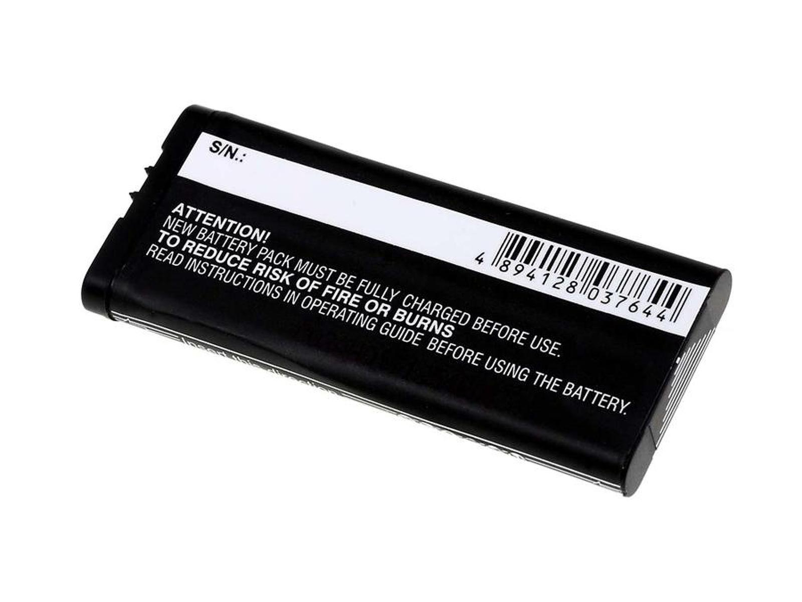 Paquete de batería negro con etiqueta blanca. Texto: '¡ATENCIÓN! EL NUEVO PAQUETE DE BATERÍAS DEBE ESTAR COMPLETAMENTE CARGADO...'