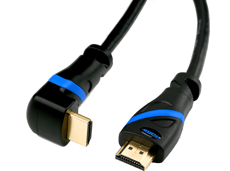 CSL HDMI 2.0 Kabel, gewinkelt, 3 m HDMI Kabel, schwarz/blau