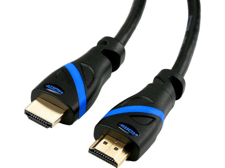 CSL HDMI 2.0 Kabel, 5m HDMI Kabel, schwarz/blau