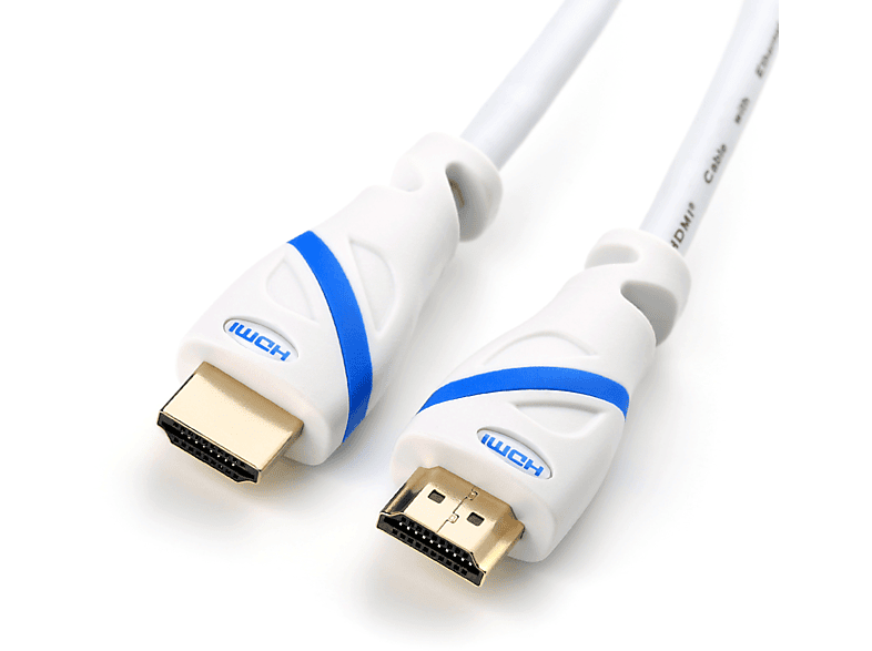 CSL HDMI Kabel, 3 m HDMI Kabel, weiß/blau