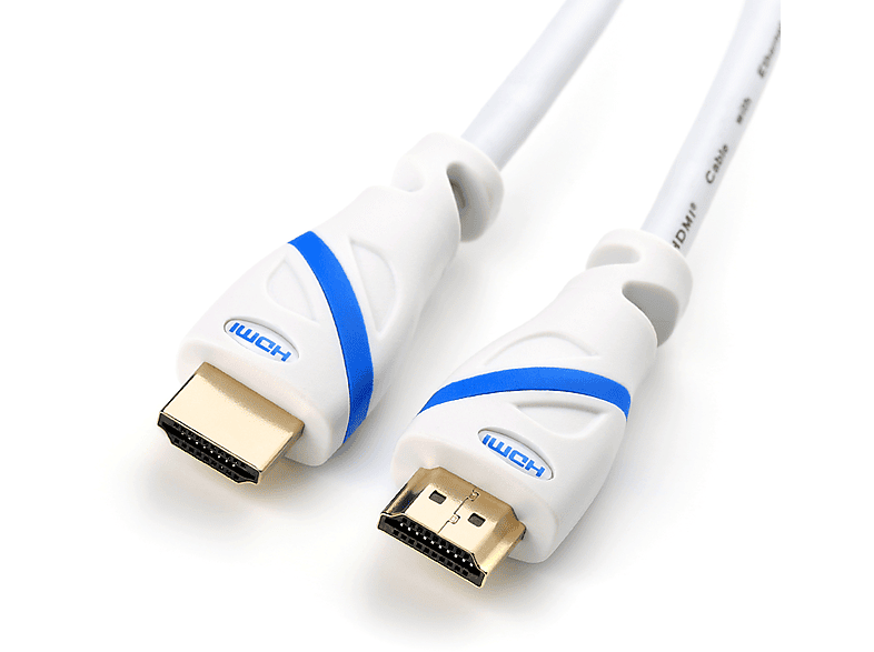 0,5m CSL Kabel, Kabel, 2.0 HDMI weiß/blau HDMI