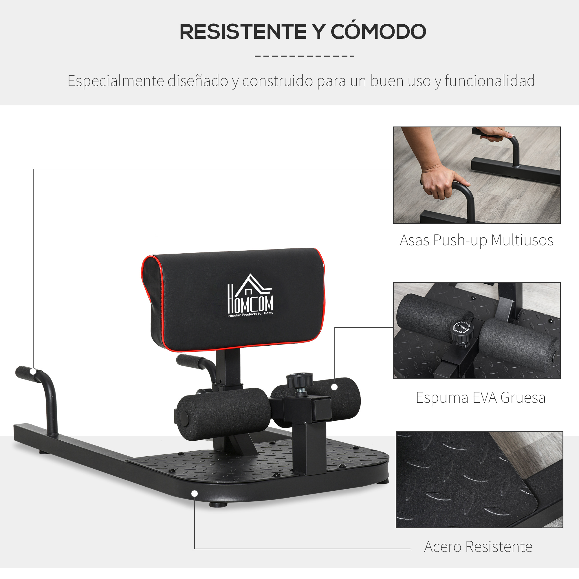 Máquina de ejercicios con barras para flexiones, acolchado de espuma y base texturizada.