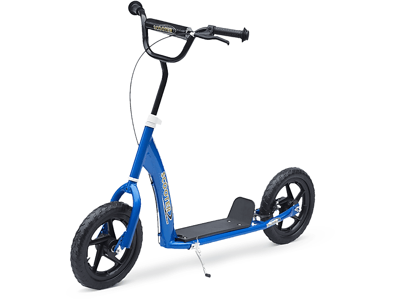 HOMCOM Patinete para Niños Mayores de 5 Años Scooter 2 Neumáticos Inflables  de Caucho con Frenos Manillar Ajustable Pedal Antideslizante 120x58x85-95  cm Blanco